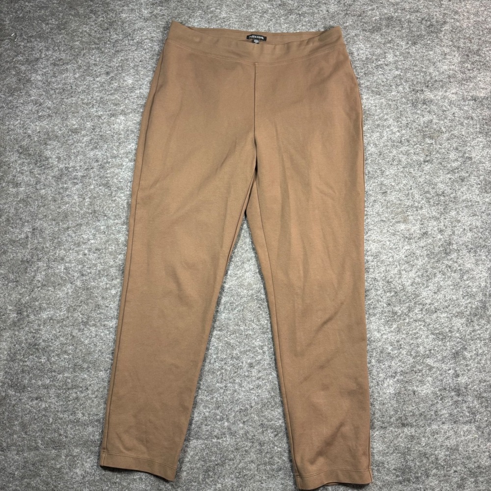 Eileen Fisher Pull On Pants Womens M Brown Tencel Blend Slim Career Stretchy